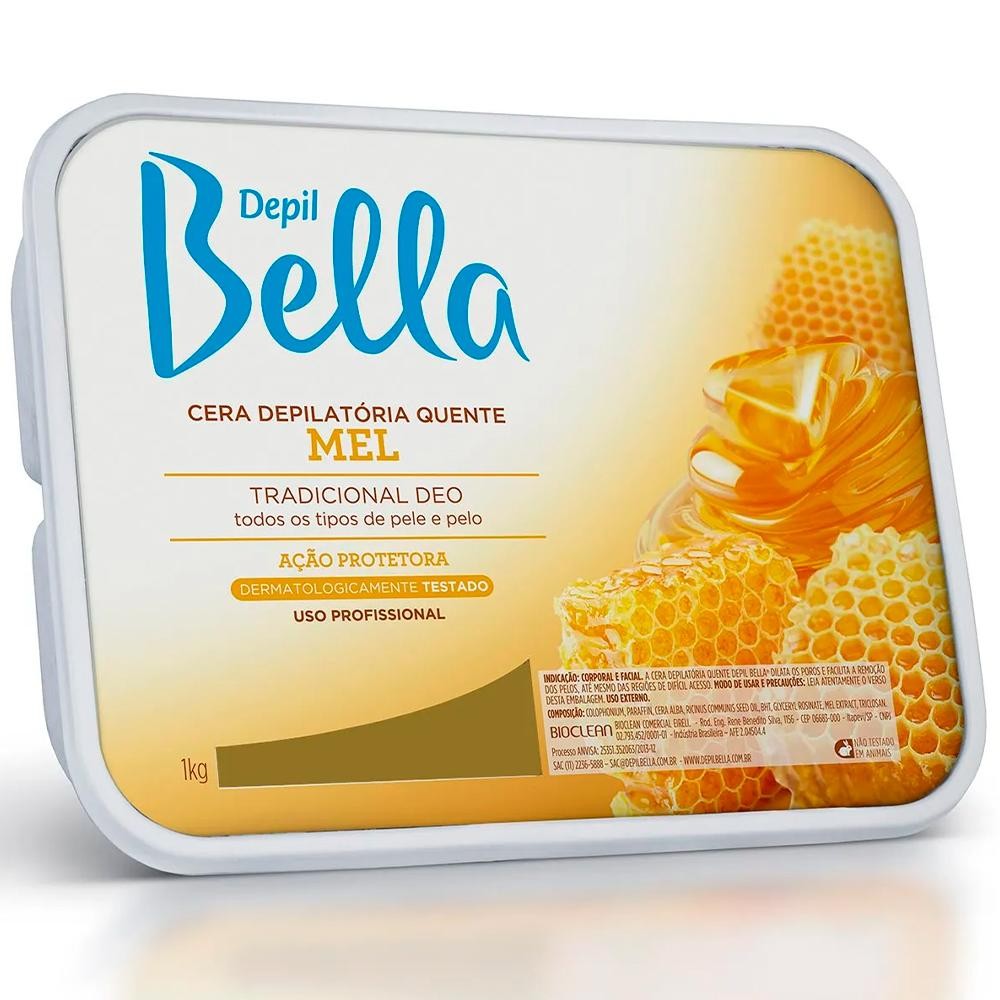 Depil Bella Cera Depilatória em Barra Mel Tradicional Deo Ação Protetora 1kg