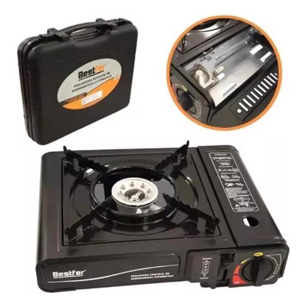 Bestfer Fogareiro Portátil Camping Automático Com Maleta