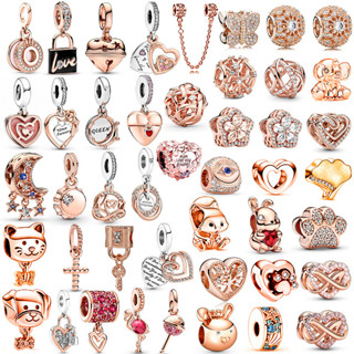 Berloques 925 Pingente De Prata Charme Rosa Ouro Pulseira Acessórios Conjunto Diamante Pirulito Colar DIY Jóias Presente em Oferta na Shopee