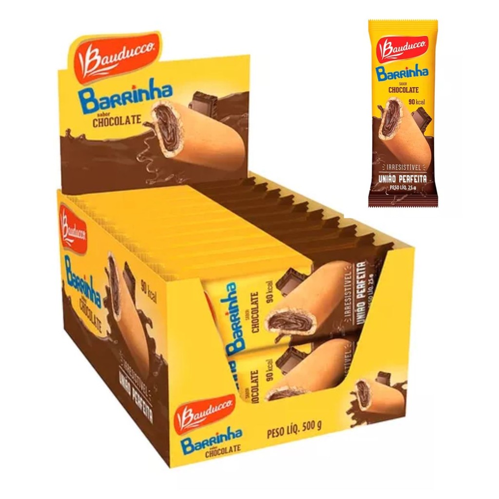 Biscoito Recheado Chocolate Bauducco Caixa Com 20 Barrinha