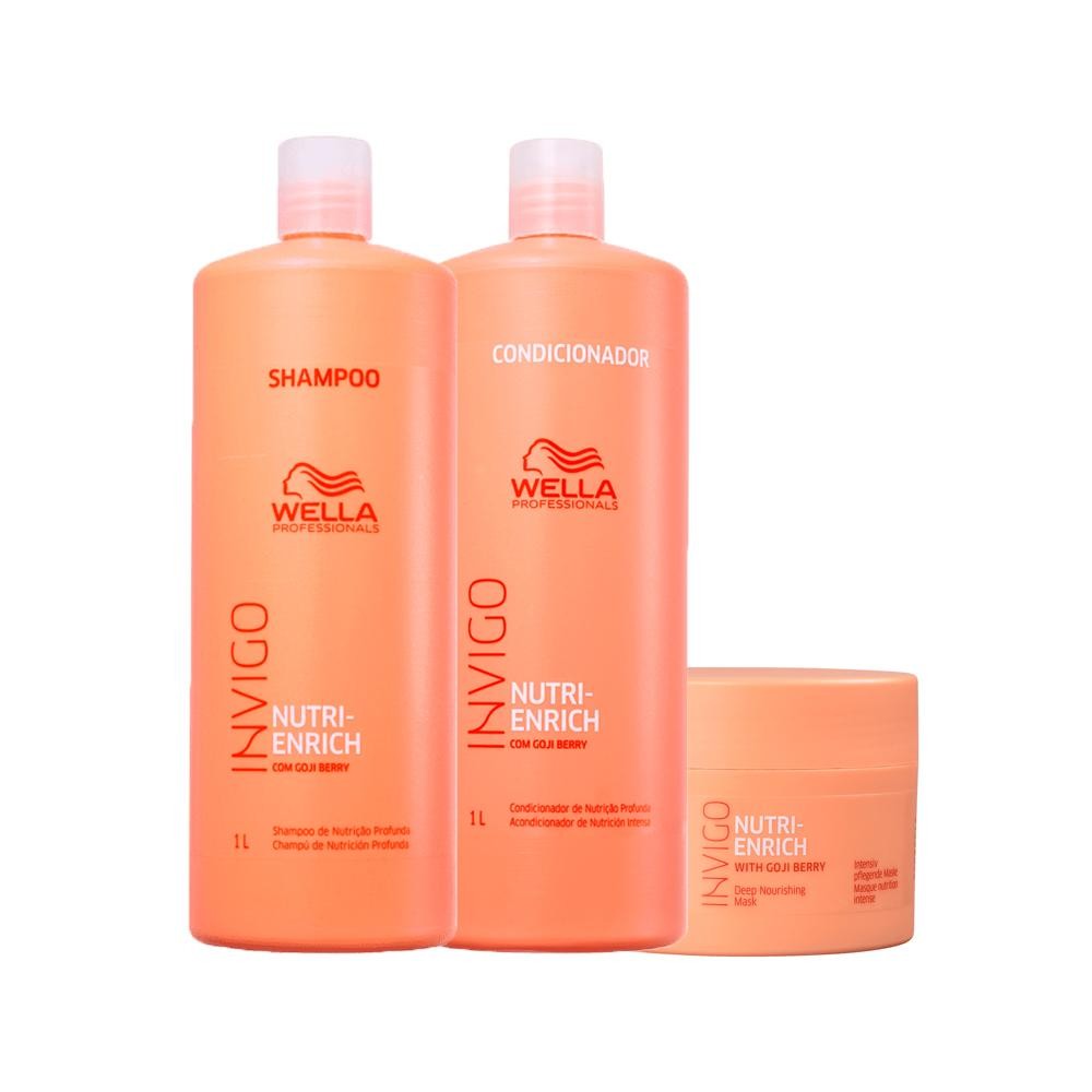 Kit Wella Professionals Invigo Nutri Enrich - Shampoo 1000ml e Condicionador 1000ml e Máscara 150ml - Beauty