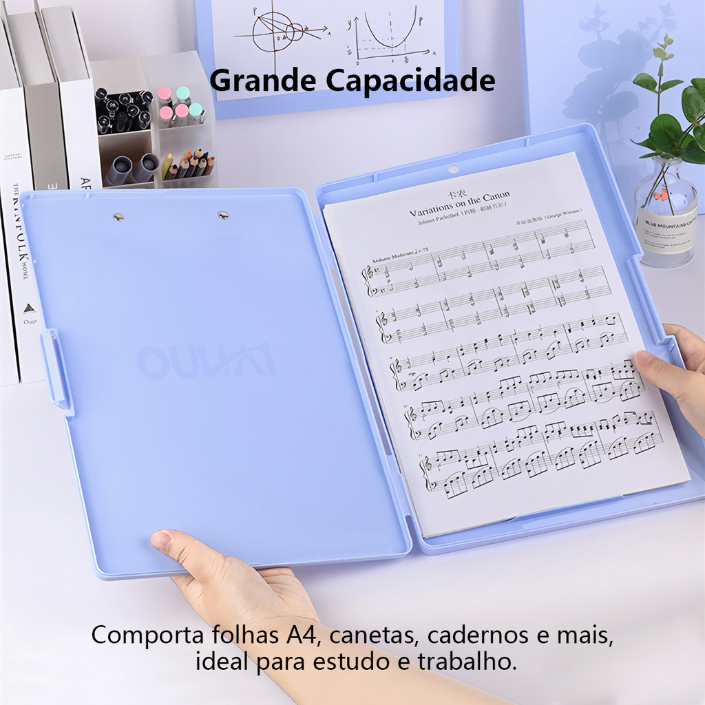 Caixa De Arquivo A4 Multi-Função Pasta Prancheta Com Armazenamento Pasta De Prancheta De Abertura em Oferta na Shopee
