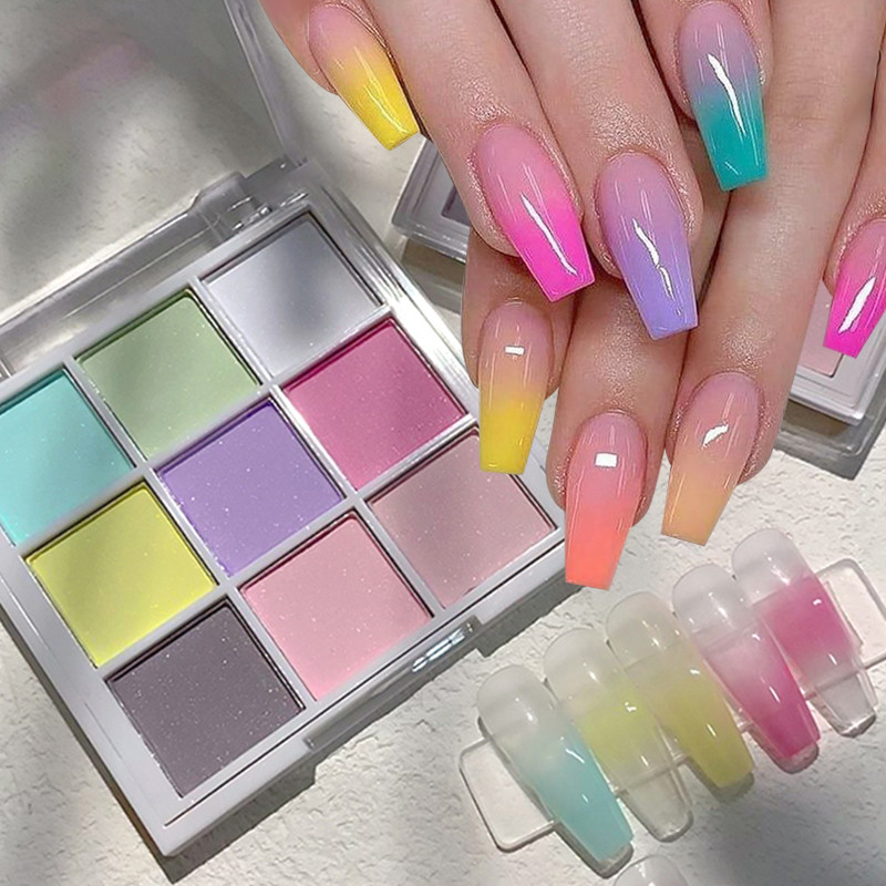 BORN PRETTY Magic Neon Pó Sólido Conjunto De Paleta De Pigmentos Para Unhas Ombre Poeira Design Gradiente Manicure Decor