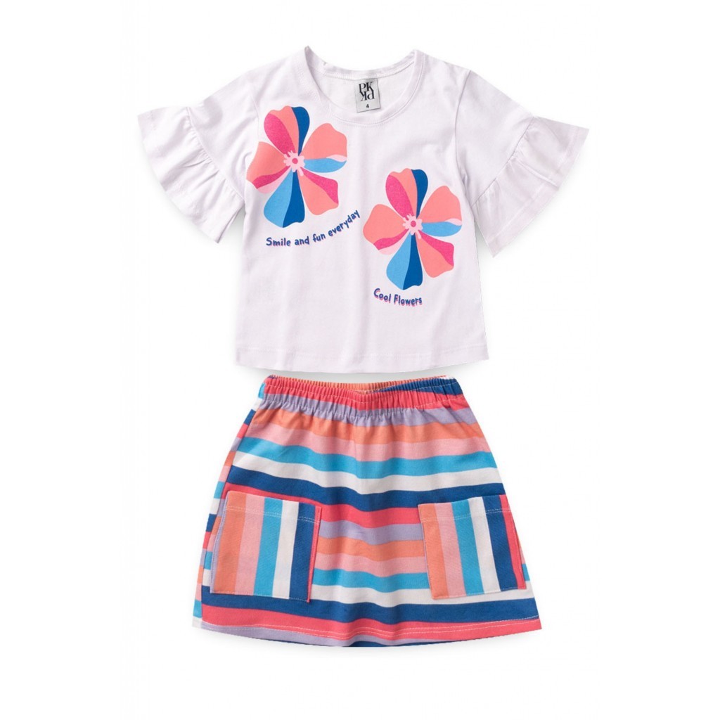 Conjunto Feminino Infantil Verão Smile And Fun Branco em Oferta na Shopee