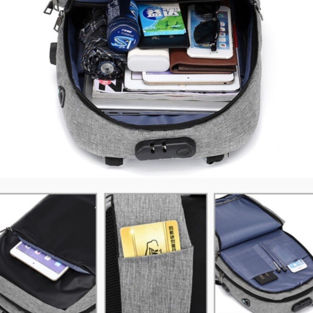 Mochila Unissex Impermeável Notebook 15.6 Anti-Roubo Com Trava De Senha E Carregamento Usb  yihan