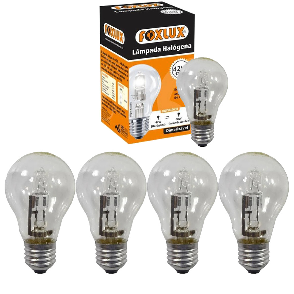 Kit 5 Lâmpada Halógena Clássica Foxlux 42W 127V | iluminação intensa, durabilidade em Oferta na Shopee