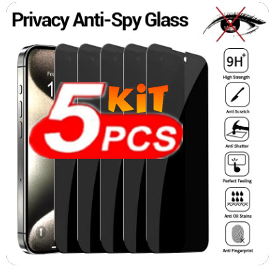 KIT Com 5 Película Privacidade 3D Anti Spy Samsung A03 A03S A03CORE A04 A04S A04E A30S A50 A70 A71