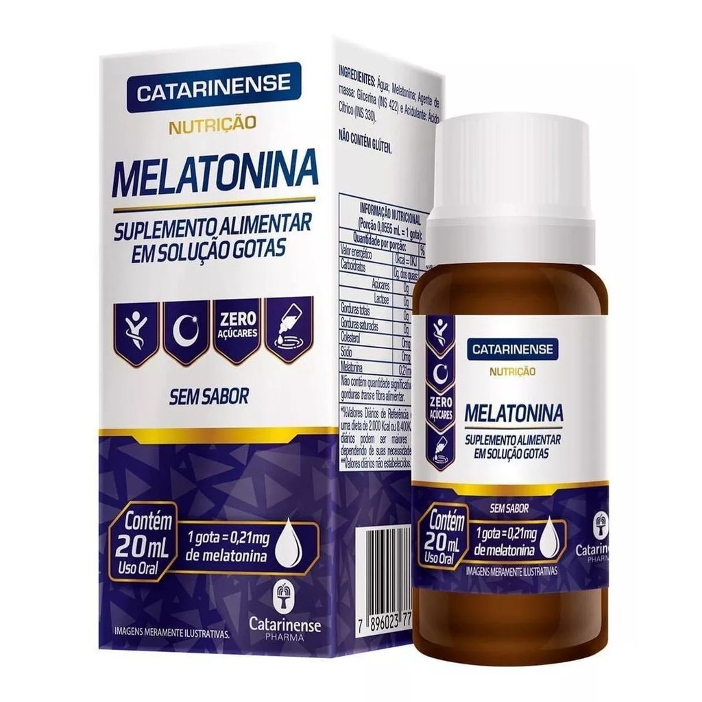Suplemento Catarinense Melatonina Em Gotas Sem Sabor 20ml em Oferta na Shopee