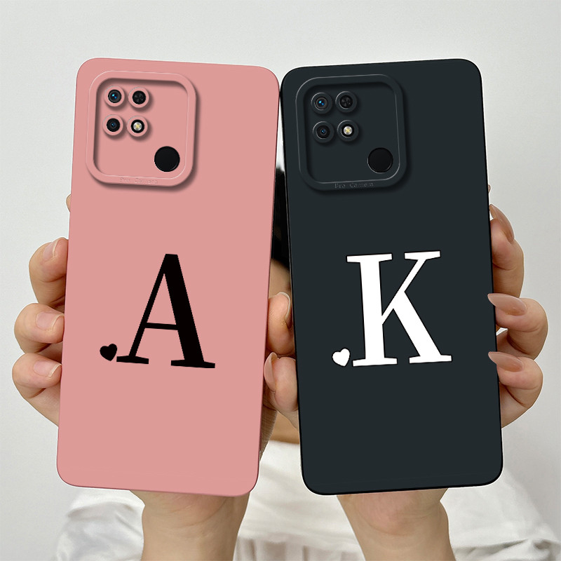 Para Xiaomi Redmi 10C Bonito Letras Iniciais Lente Protetora Caso À Prova De Choque Redmi10C (10 Índia) Silicone Macio T