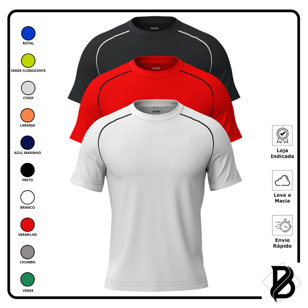 PROMOÇÃO KIT 3 BLUSAS ESPORTIVA LEVE P/ ACADEMIA CAMISETA FITNESS MASCULINA em Oferta na Shopee