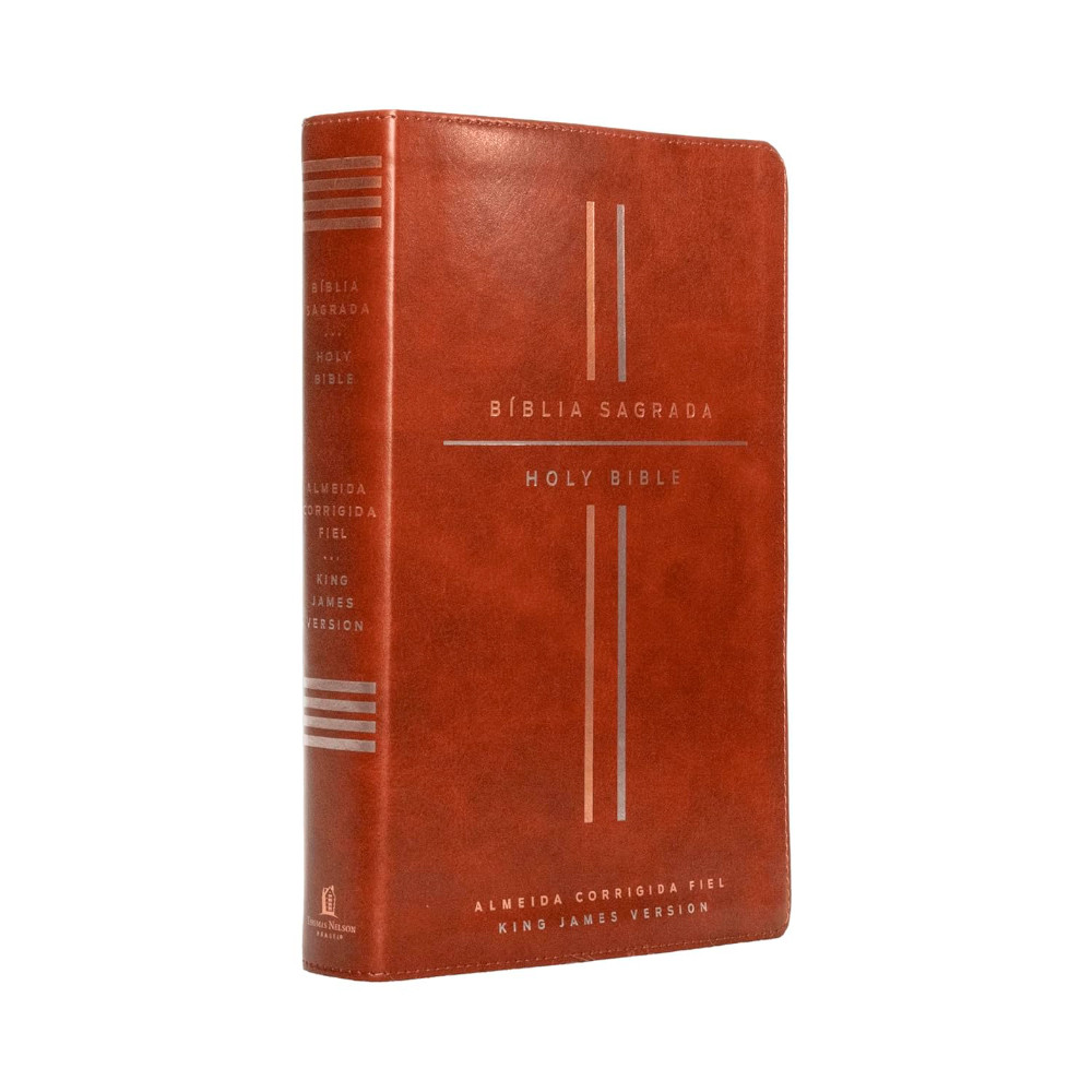 Bíblia Bilíngue | Português e Inglês | ACF | KJV | Leitura Perfeita | Couro Soft Marrom em Oferta na Shopee