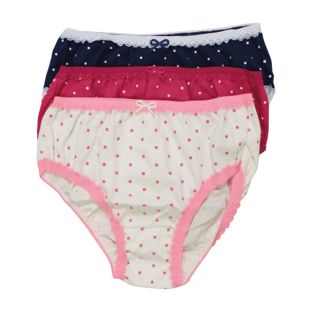 Kit Calcinhas infantil Estampadas Bolinhas Cores Sortidas 870 03Peças - Tampinha