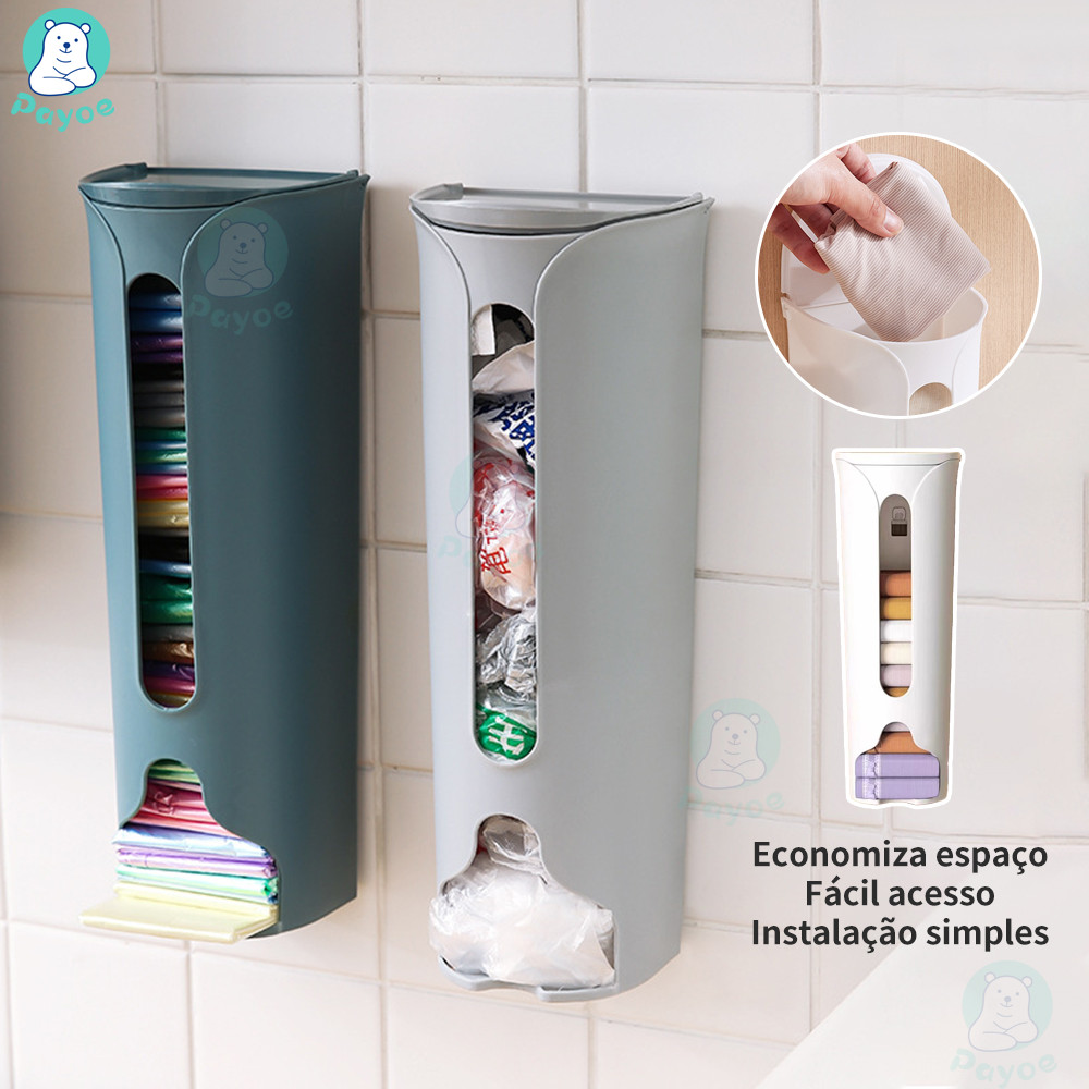 PAYOE Suporte multiuso puxa saco dispenser organizador de parede porta sacola