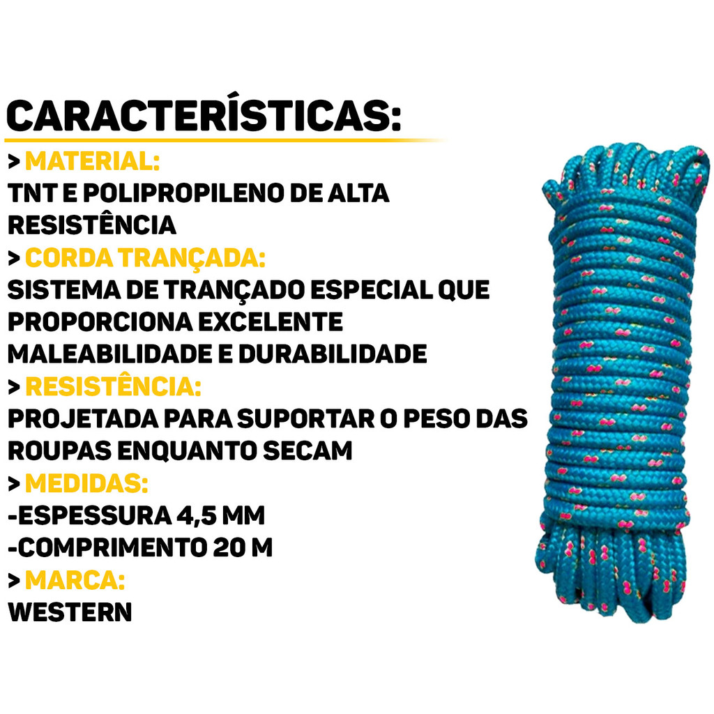 Detalhes do Corda Reforçada Para Amarrações Carga Camping Varal Construção Multiuso 20 Metros