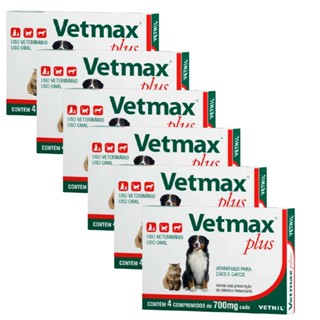 Kit 6 Vetmax Plus 700mg Vermífugo Vetnil - 4 Comprimidos em Oferta na Shopee