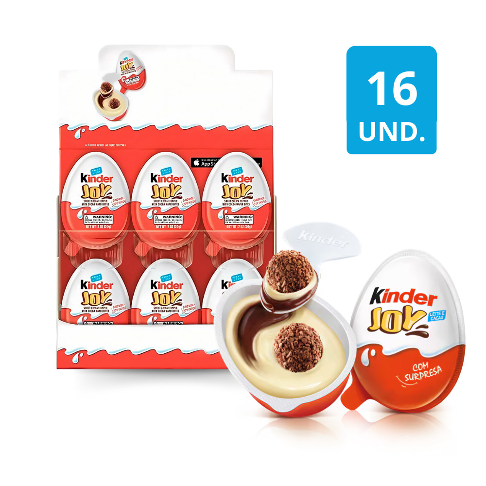 Kinder Ovo Joy Chocolate Ao Leite Com Surpresa Caixa 16 Unidades 20g Bombons Crocantes Ferrero