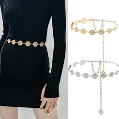 Cinto Designer De Ouro Das Mulheres Da Cintura Cadeia De Moda Cinto De Moeda Vestido De Ouro Prata Estilo Cinto De Metal