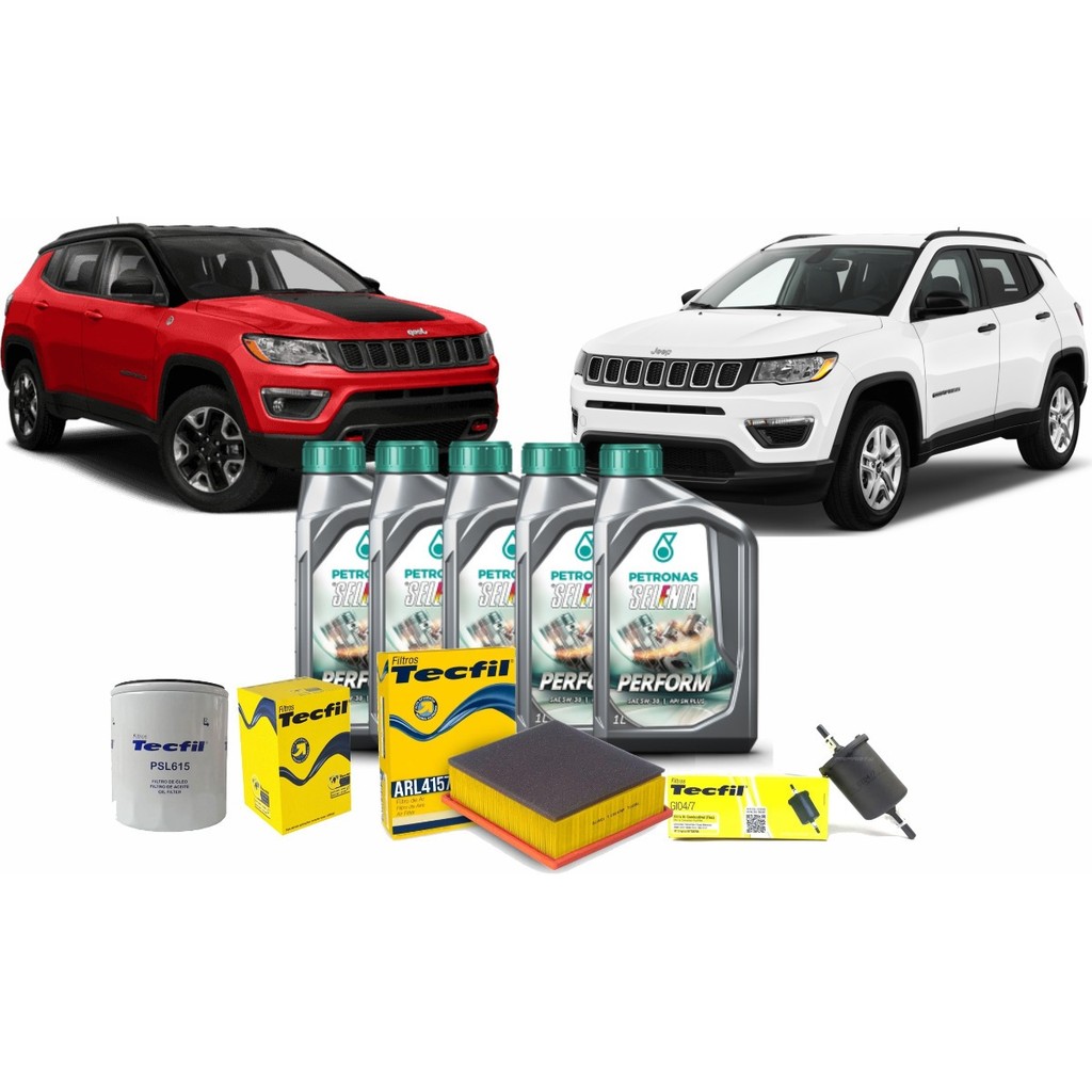 Kit Troca De Oleo Jeep Compass 2.0 Flex 5w30 Sintetico Petronas Selenia revisão original em Oferta na Shopee