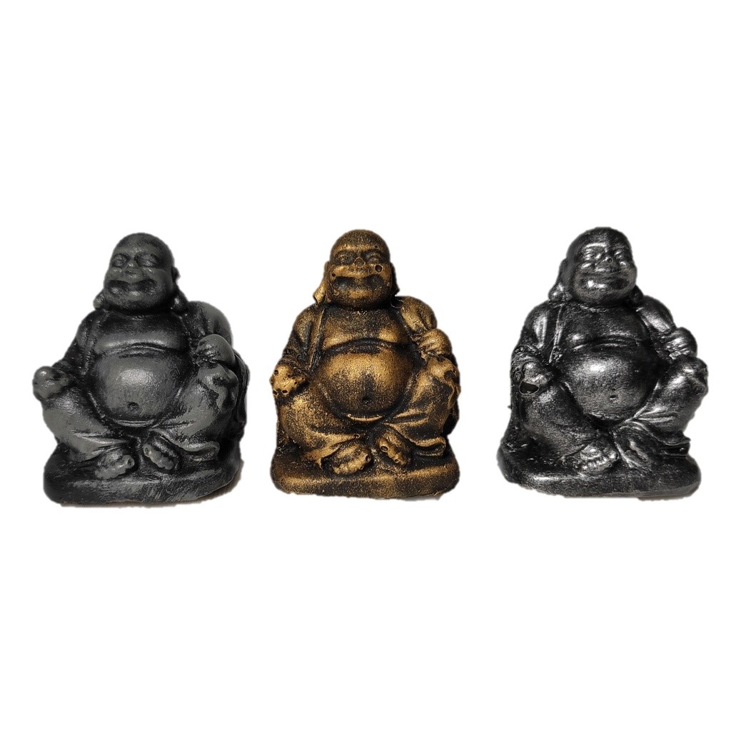 Buda da Felicidade em Resina Decoração Enfeite para terrário ou mini jardim kit 3 peças