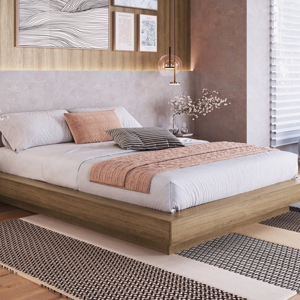 Cama Casal Queen Suspensa 140/160 Zurique Mel em Oferta na Shopee