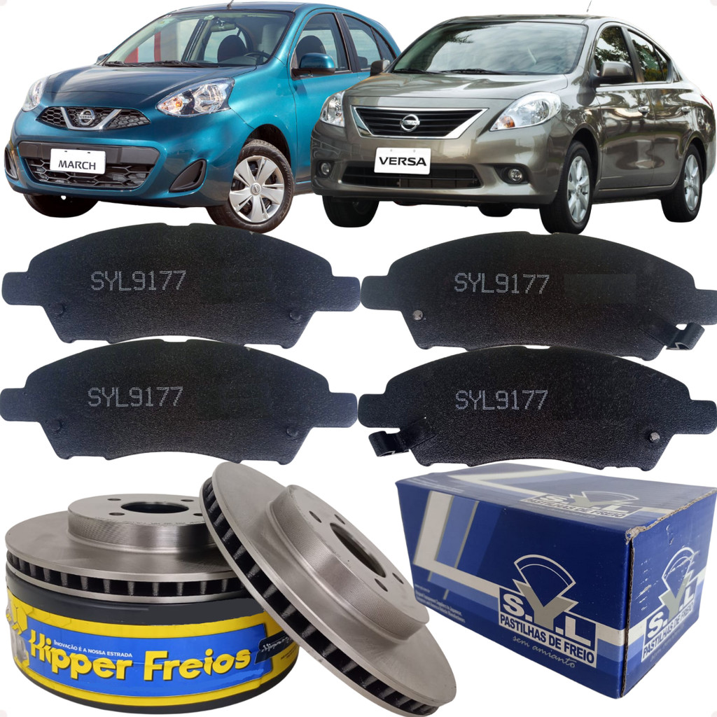 Kit Disco Pastilha Freio Dianteiro March Versa 2011 2012 2013 2014 2015 2016 2017 2018 2019 em Oferta na Shopee