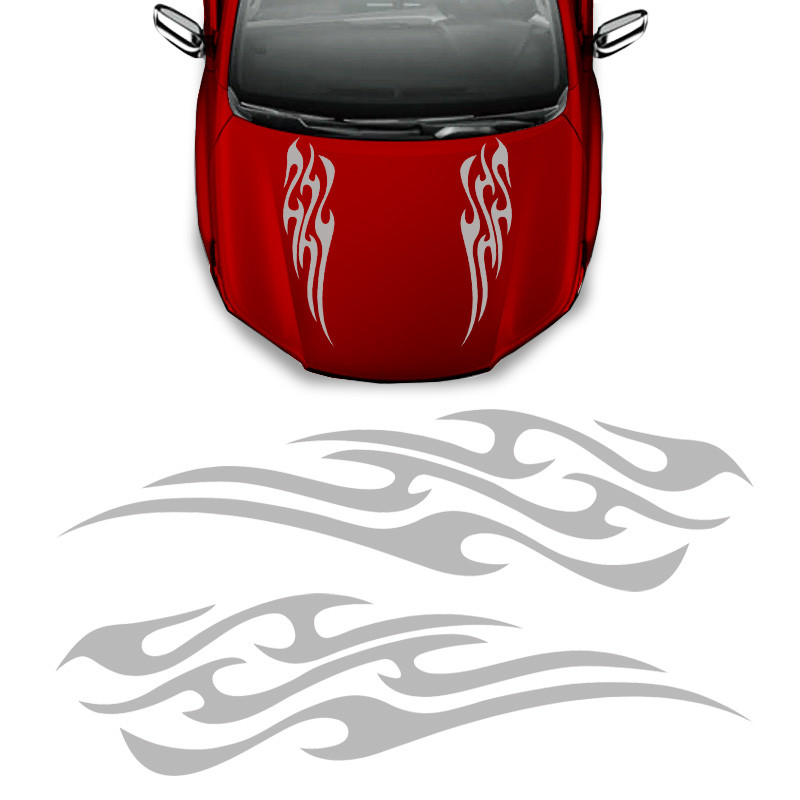 Adesivo Do Capo Chamas Faixa Tribal Prata Personalizado em Oferta na Shopee