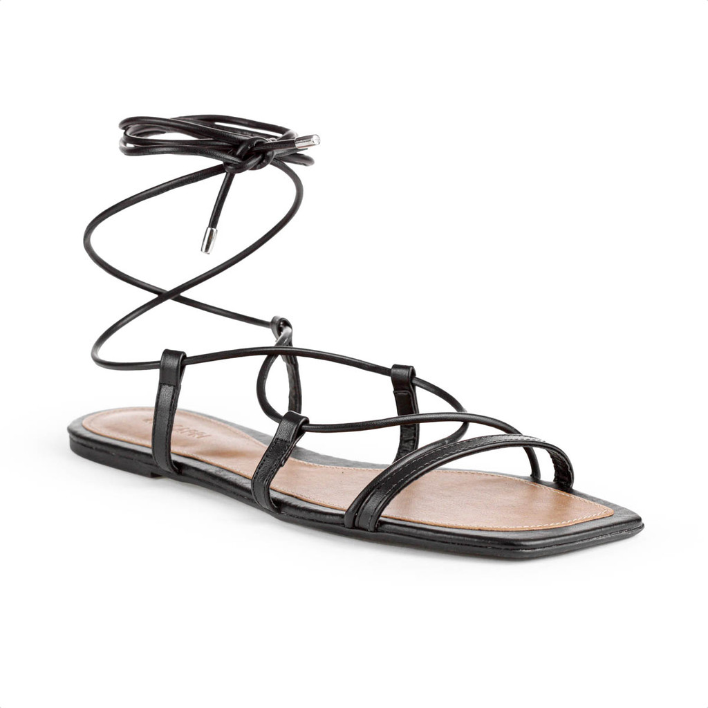 Sandália Anacapri Amarração Tiras Finas Preto - Feminino