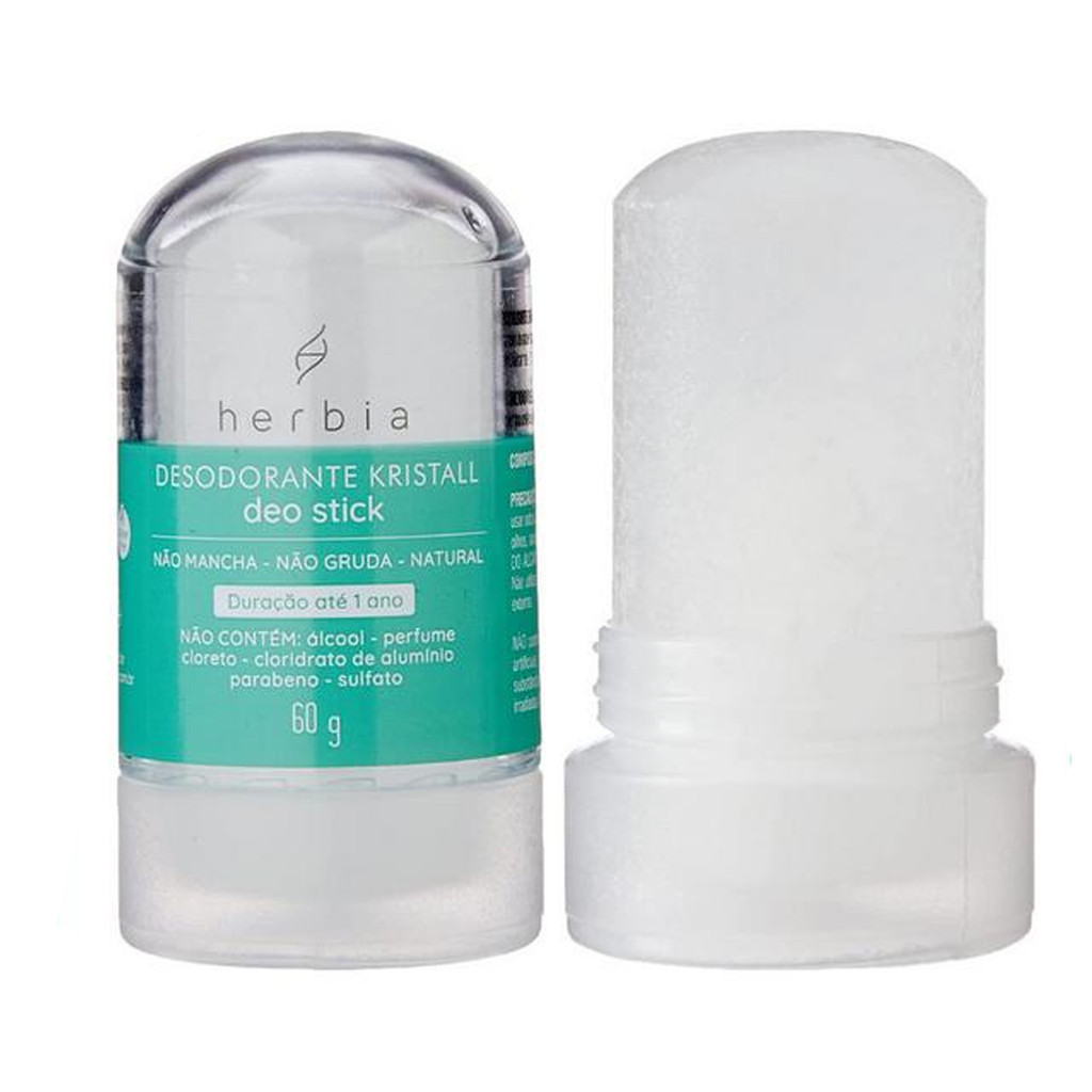 Herbia Desodorante VeganoNatural Stick Cristal 60g pedra sal sem cheiros perfume