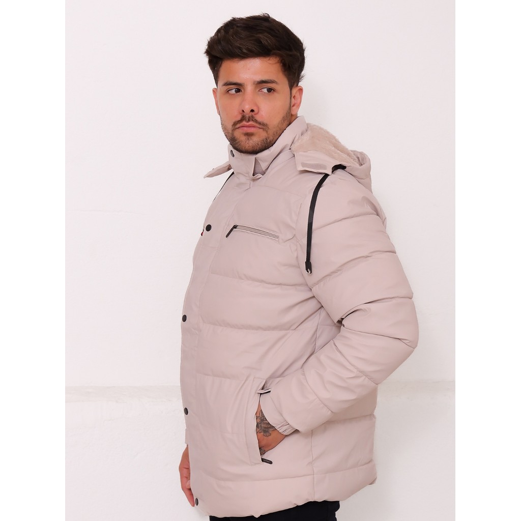 Jaqueta Corta Vento Bobojaco Casaco Couro Masculino Impermeável Forrado Pelúcia Capuz Remo...