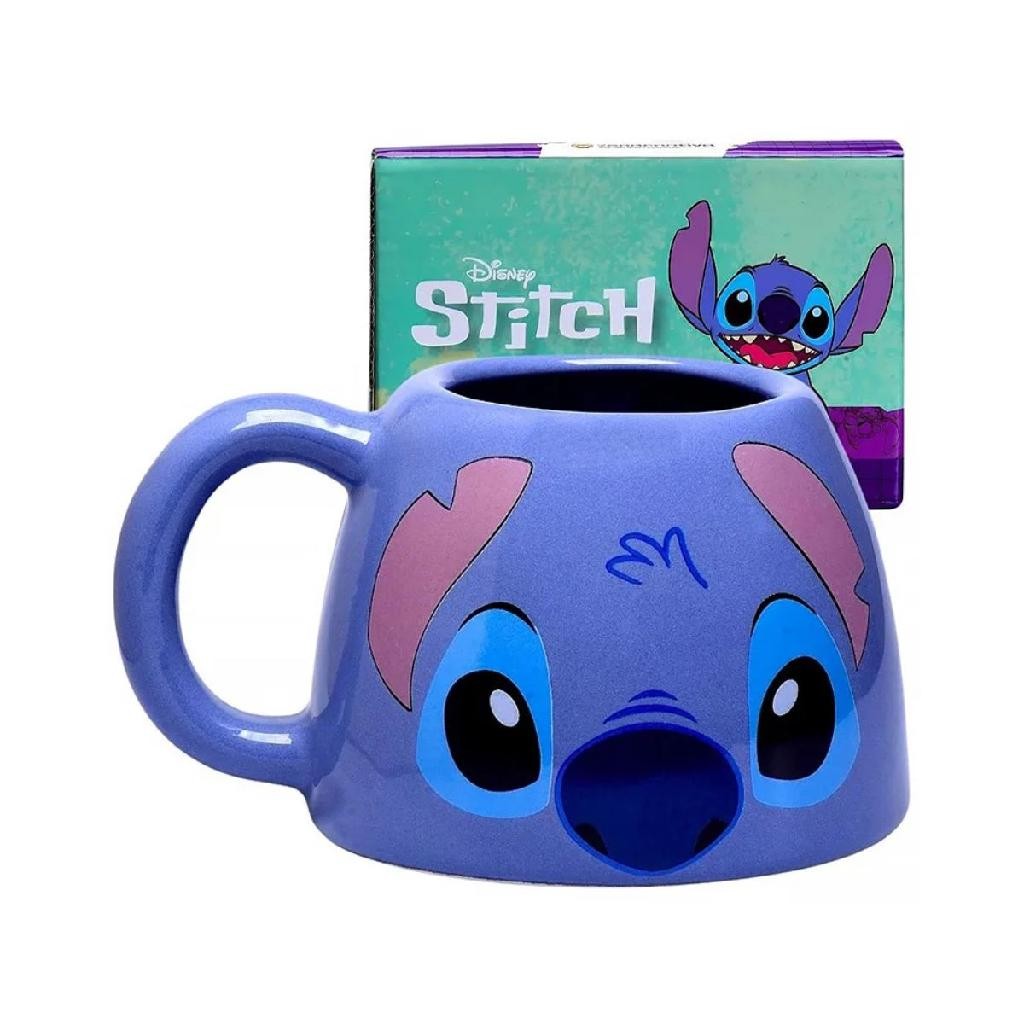 Caneca Stitch Disney Zona Criativa 450ml em Cerâmica com Embalagem Presenteável