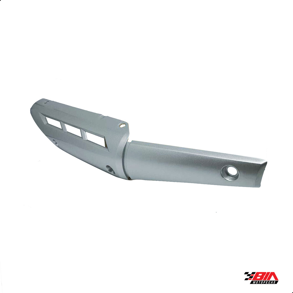 Capa Protetora Escapamento Cores Prata/Preto Yamaha Factor 125 2009 2010 2011 2012 — imagem 2 de 2
