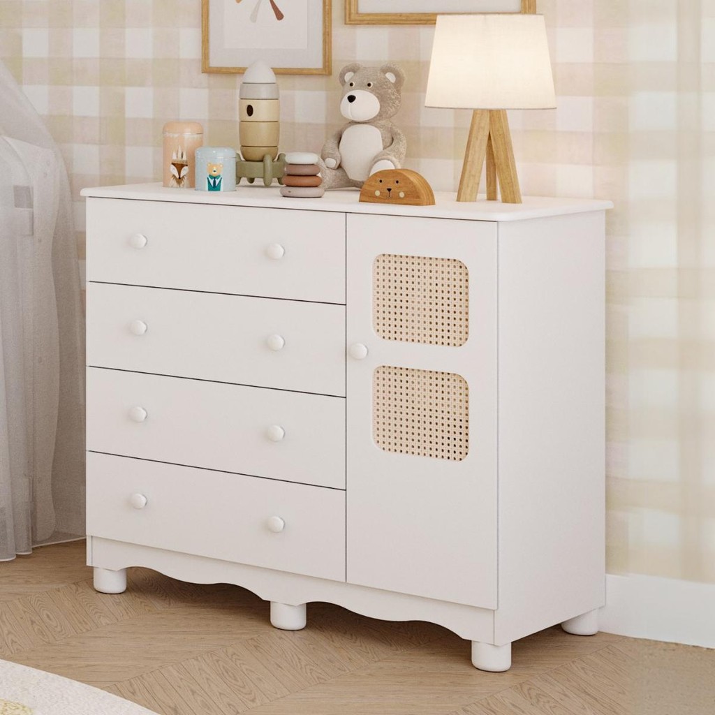Cômoda Infantil Telinha 1 Porta 4 Gavetas 100% MDF em Oferta na Shopee