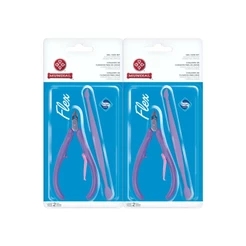 Kit 2 Alicate De Cutícula Com Espátula Flex 168-RL Mundial