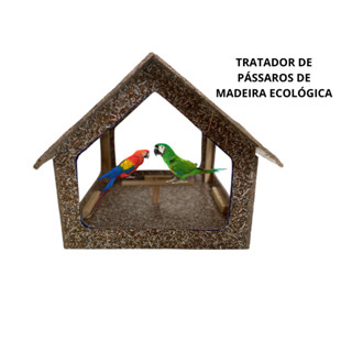 Tratador Comedouro de Pássaros Livres Silvestres Alimentador de Aves de Madeira Ecológica N2 em Oferta na Shopee