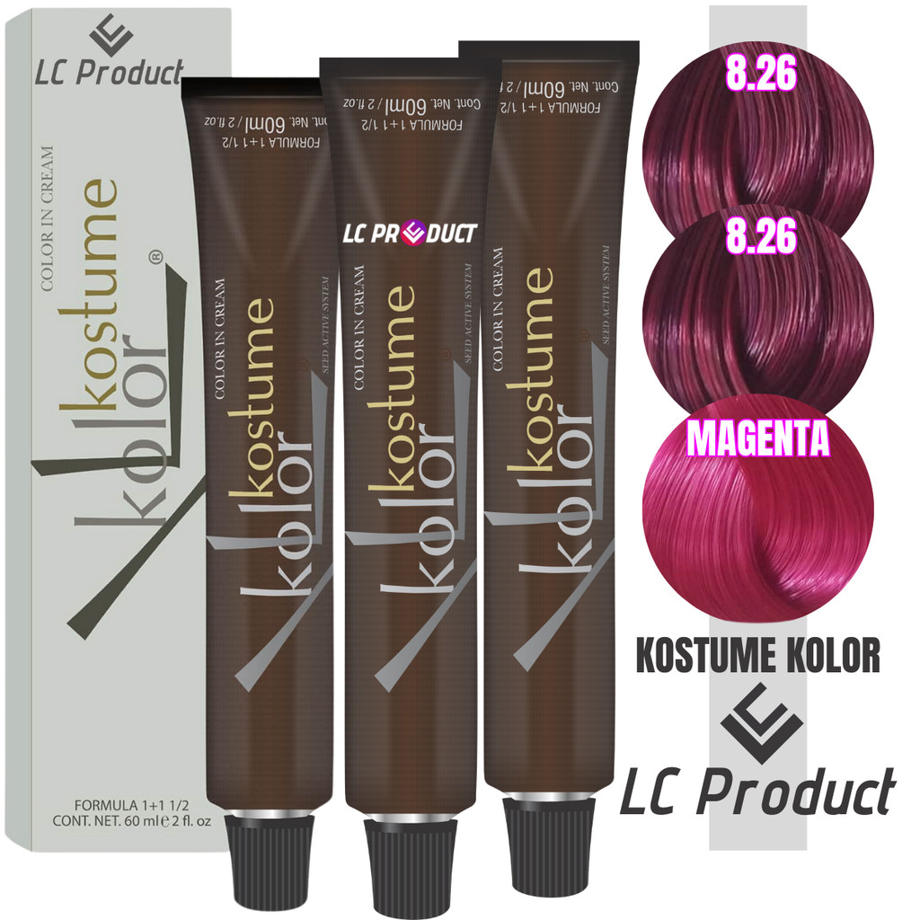 Kit Kostume Kolor Marsala 8.26 (2und) + Magenta 60ml em Oferta na Shopee