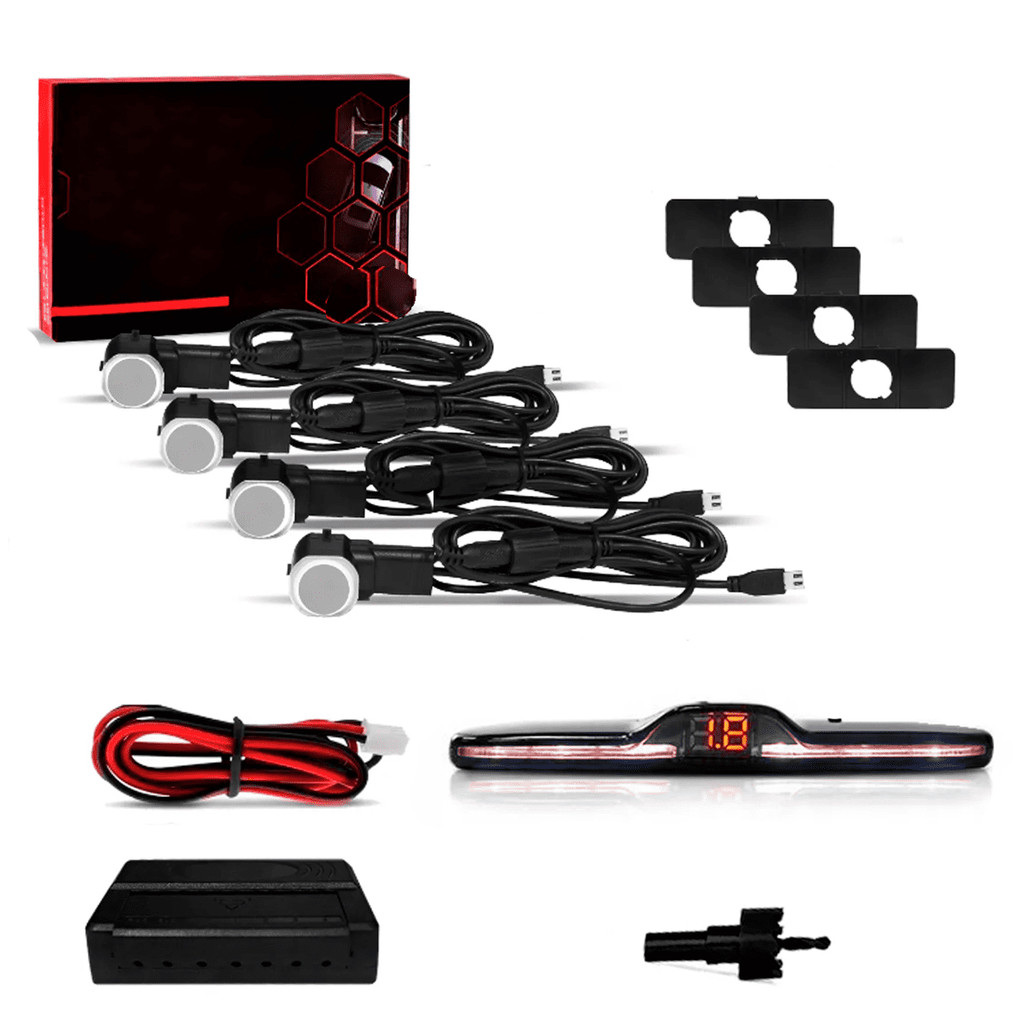 Sensor de Estacionamento 4 Pontos OEM Branco 16.50MM com plug e visor LED JR8 em Oferta na Shopee