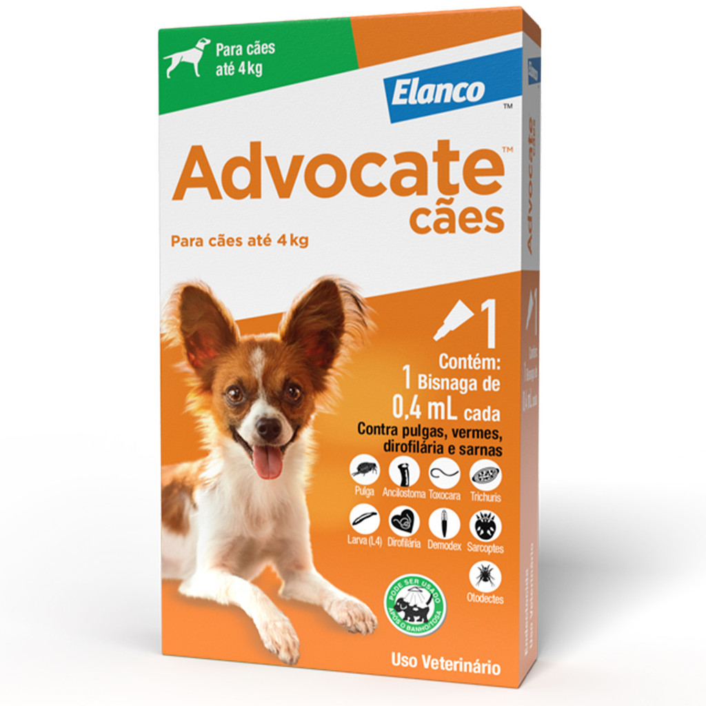 Advocate Antipulgas para Cães 0,4 mL (0 a 4 kg) – 1 unidade - Elanco