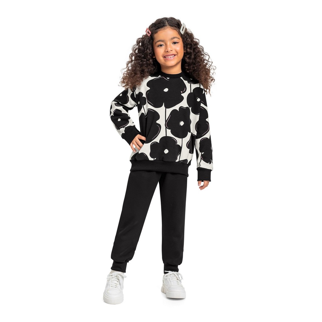 Conjunto Infantil Menina Blusão e Calça Moletom Bee Loop - Baby & Kids Fashion
