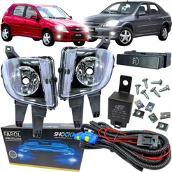 KIT FAROL DE MILHA CHEVROLET GM CELTA PRISMA 2012 2013 2014 2015 2016 BOTAO MODELO ORIGINAL