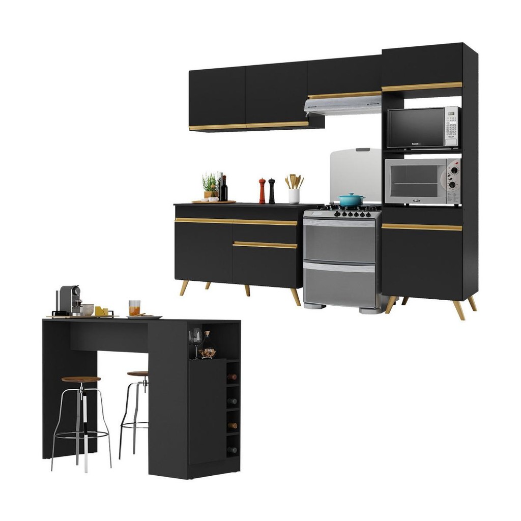 Armário de Cozinha Compacta com Mesa/Bancada Veneza Multimóveis MP2210 - Home & Living