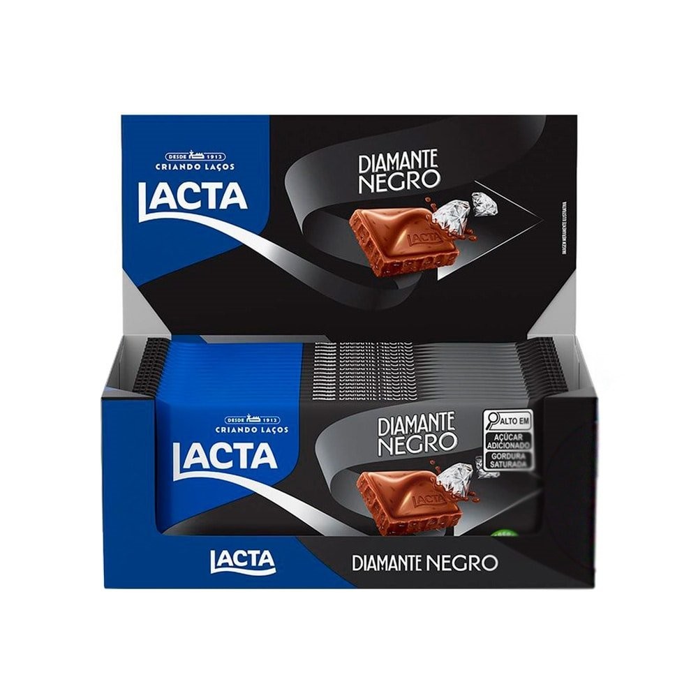 Chocolate Lacta Diamante Negro Ao Leite 80g - Caixa com 17 Unidades em Oferta na Shopee