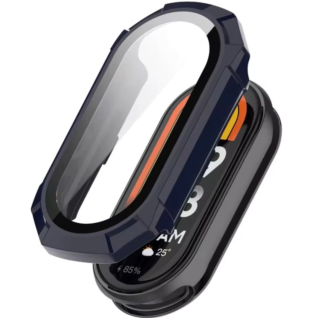 Case Capa De Silicone Para Xiaomi mi Smart band 8/9/10 de vidro com pc
