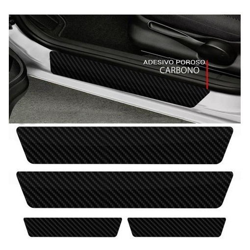 Kit Adesivo Protetor Fibra Carbono De Porta Renault Sandero