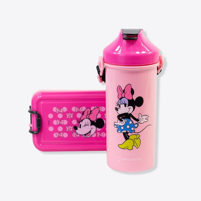 Kit Lancheira, Talher E Garrafa Minnie Disney® Infantil