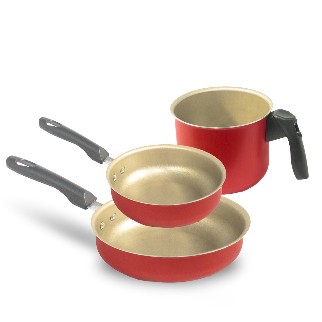 Kit Antiaderente Teflon com frigideira Alta, Frigideira ovo e Fervedor em Oferta na Shopee