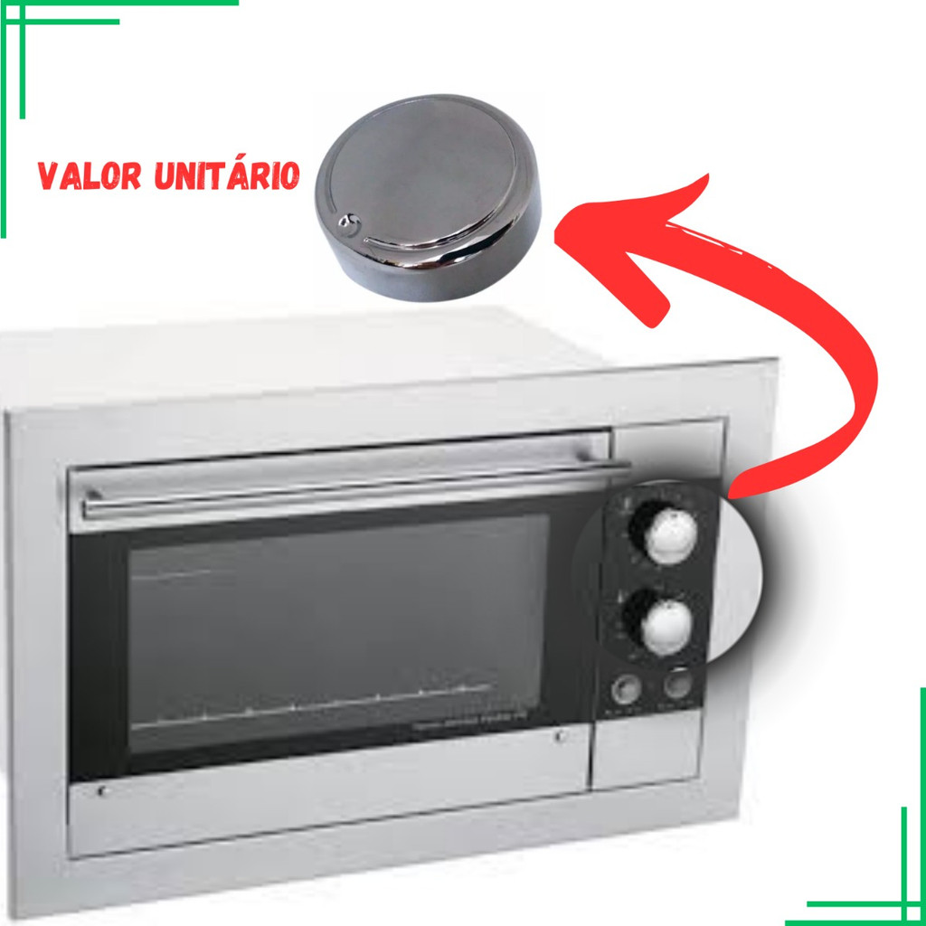 Manipulador Botão Fischer para  Forno Elétrico - Material Cromado Original