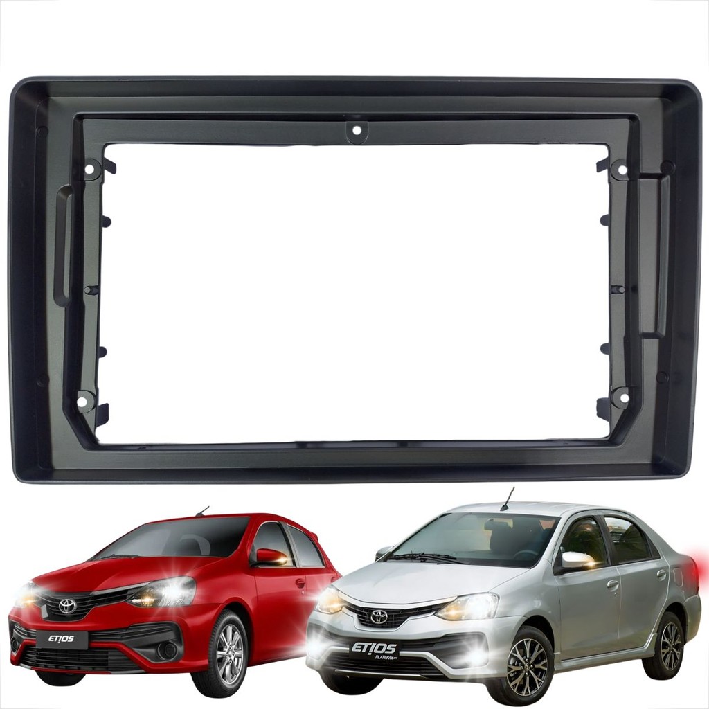 MOLDURA PAINEL CENTRAL MULTIMÍDIA 9 POLEGADAS TOYOTA ETIOS 2011 A 2023 PRETO FOSCO 89/Z13