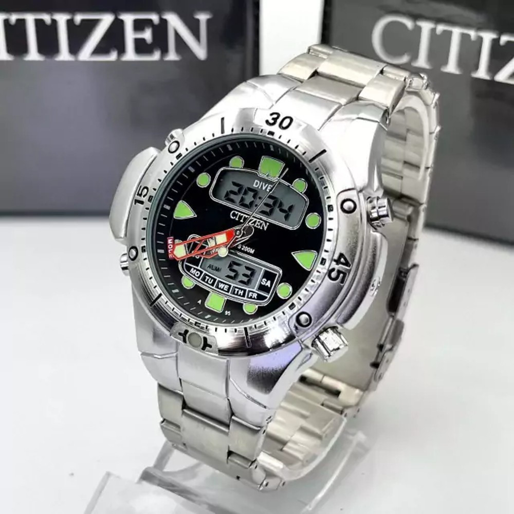 Relógio Citizen Aqualand Pulseira de Aço Masculino A Prova D'Agua Promoção
