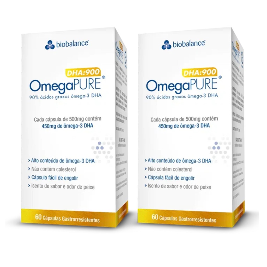 Kit 2 OmegaPure DHA 900 Alta Concentração 60 Caps Biobalance em Oferta na Shopee