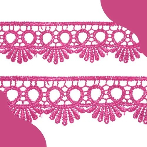 Renda Guipir CHL-113 - 2.5 Cm -  Rolo C/13.7 Mts Cor:Pink